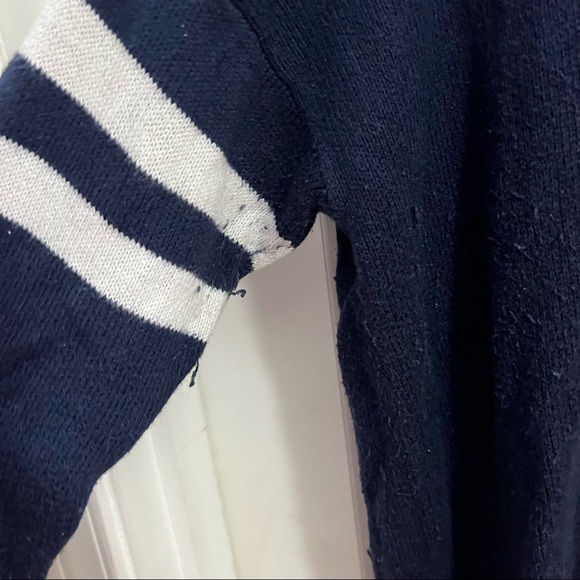 Sporty Striped Sleeve Navy Sweater - Picture 4 of 6